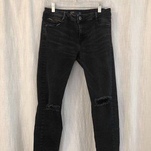 Zara Ripped Black Denim Jeans